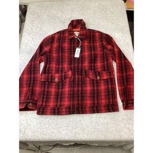 Alpine Design Willard Plaid Zip Jacket Mens S Red Black Wool Blend ADM06 NWT